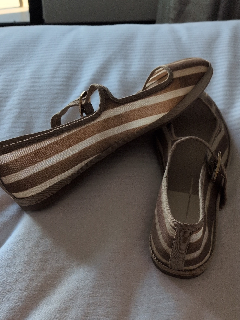 Dolce Vita Brown and Cream Striped Mary Jane Flats